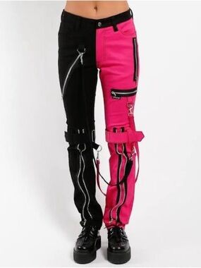 Tripp NYC Black & Pink Split Leg Pants